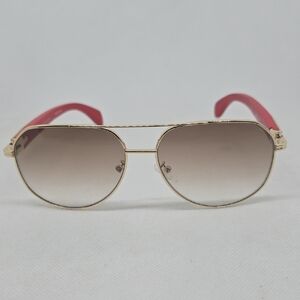 Porta Romana Gold Frame Sunglasses with Red Arms